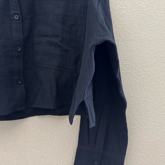 Me + Em Cheesecloth Cropped Shirt Button Up Long Sleeve Classic Minimalist 6 NWT - Picture 10 of 14